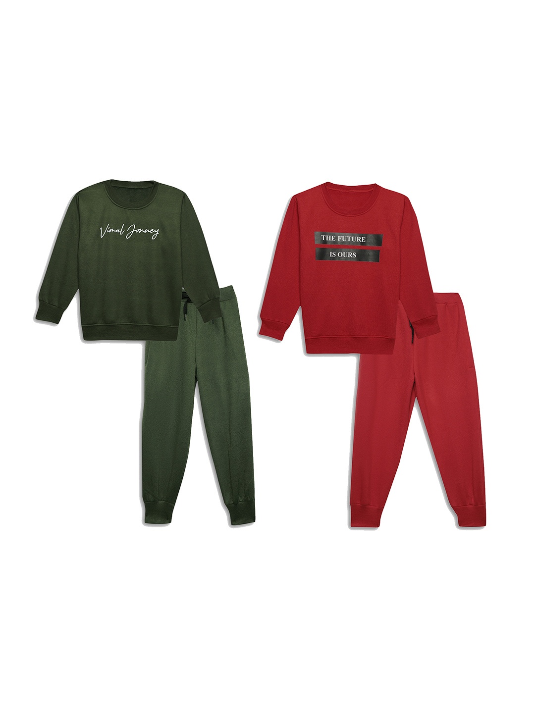 

VIMAL JONNEY Kids Pack Of 2 Printed T Shirt With Joggers, Olive