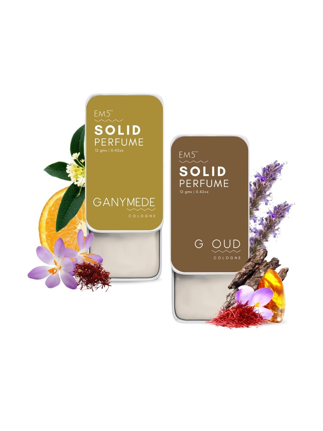 

EM5 Solid 2-Pcs Ganymede & G Oud Long Lasting Perfume - 12g Each, White
