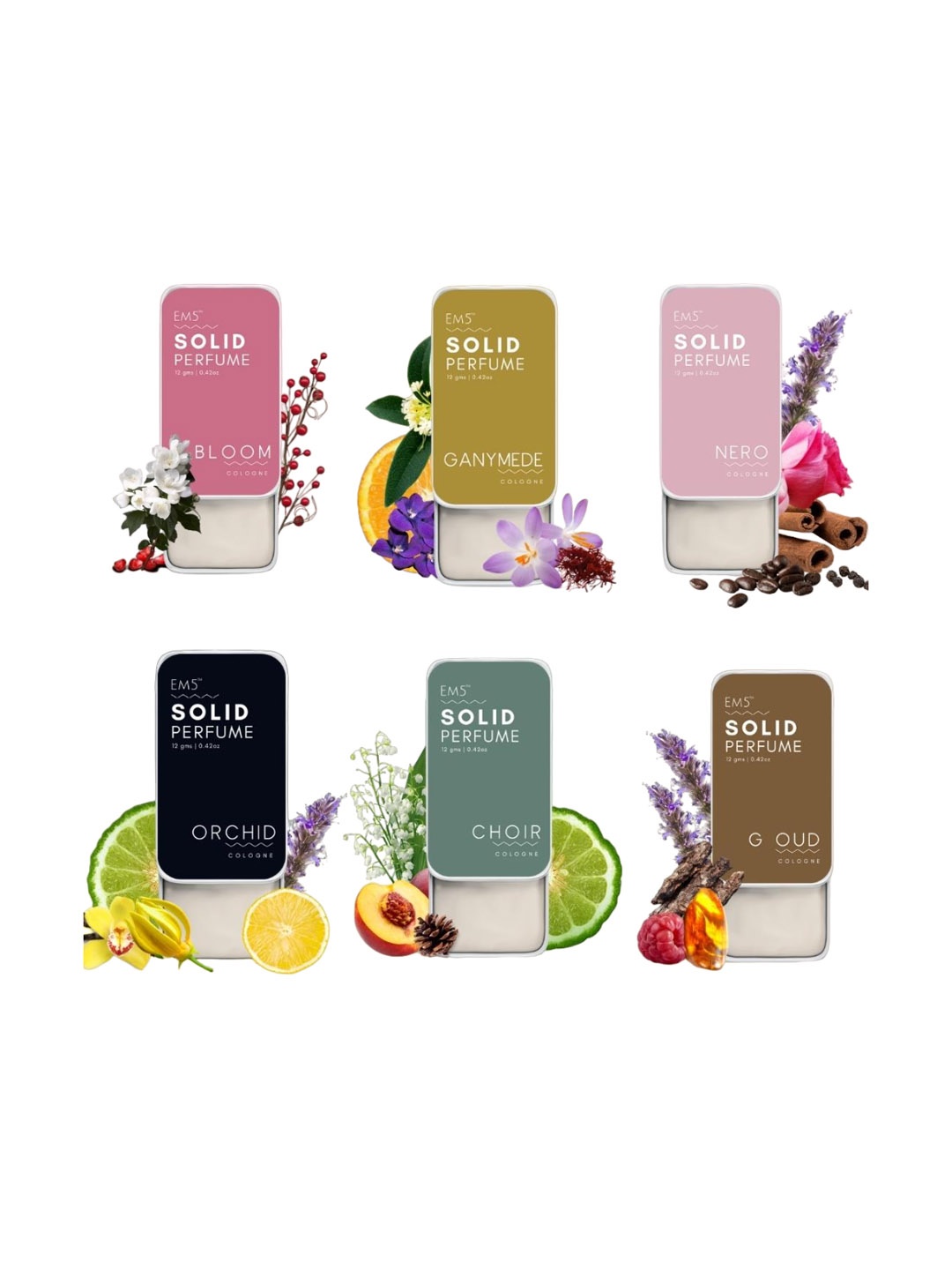 

EM5 Women Solid 6-Pcs Long Lasting Perfume - 12g Each, White