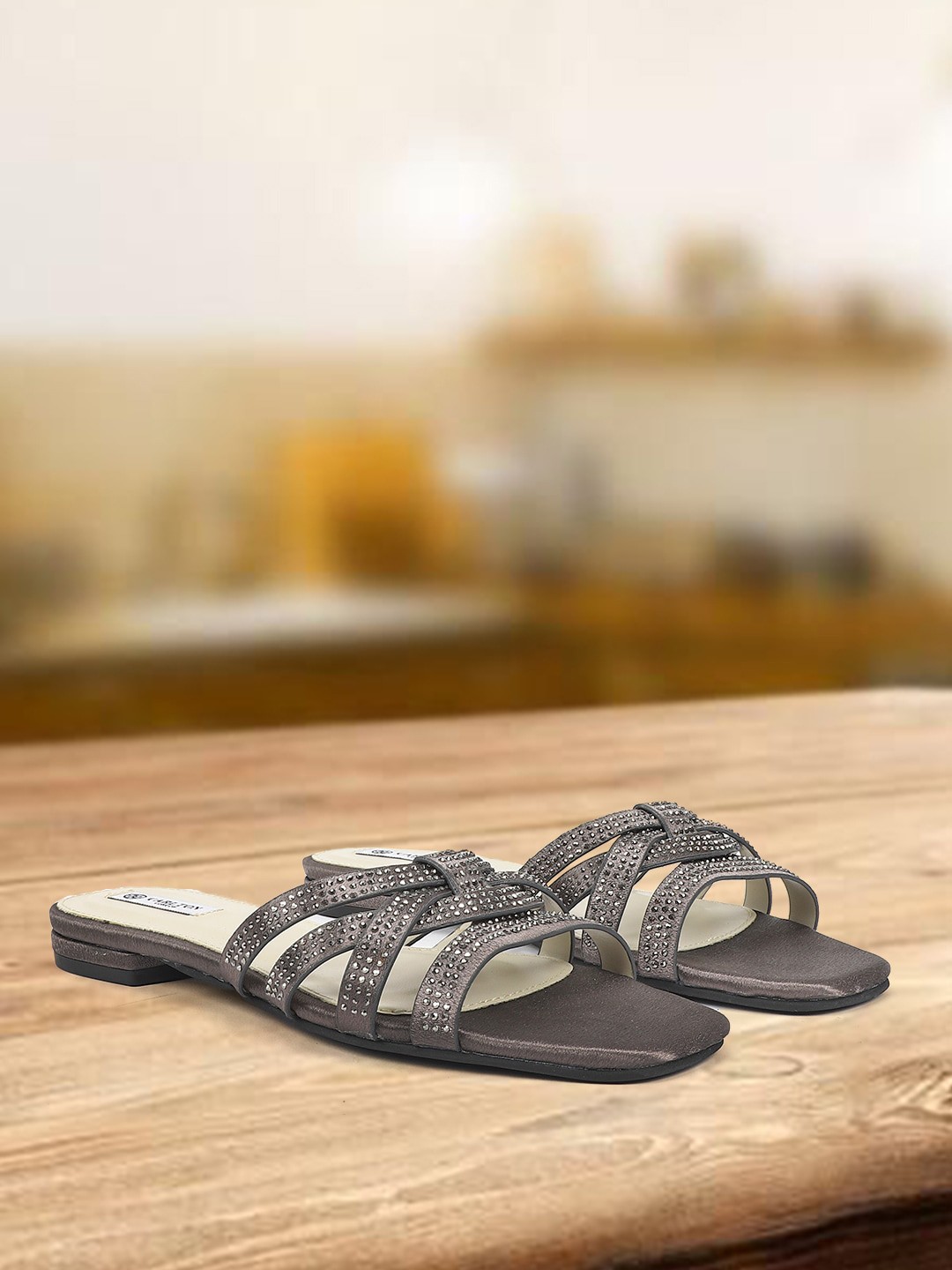 

Carlton London Embellished Open Toe Flats, Grey