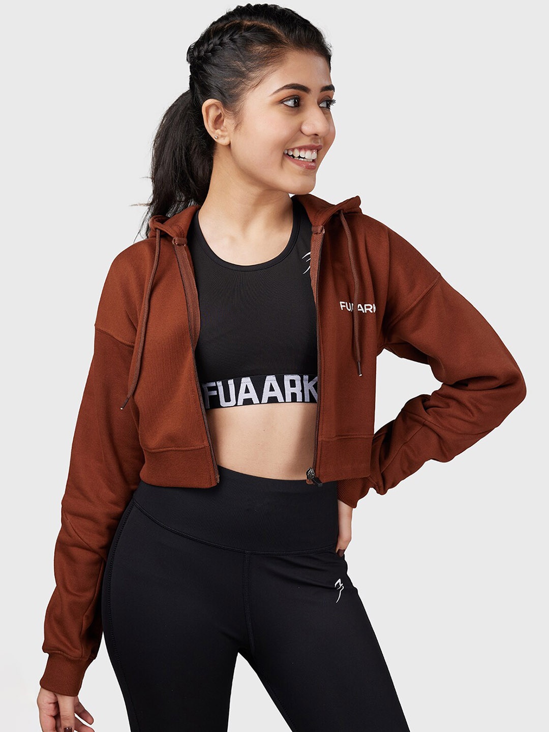 

FUAARK Lightweight Antimicrobial Oversized Cropped Sporty Jacket, Red