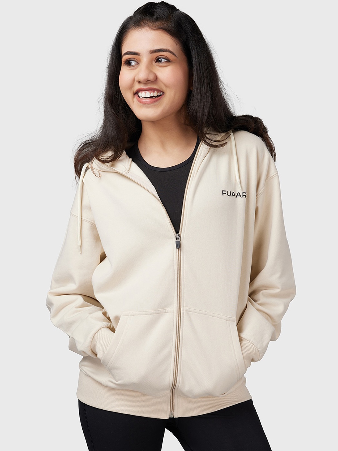 FUAARK Lightweight Antimicrobial Oversized Sporty Jacket, Beige