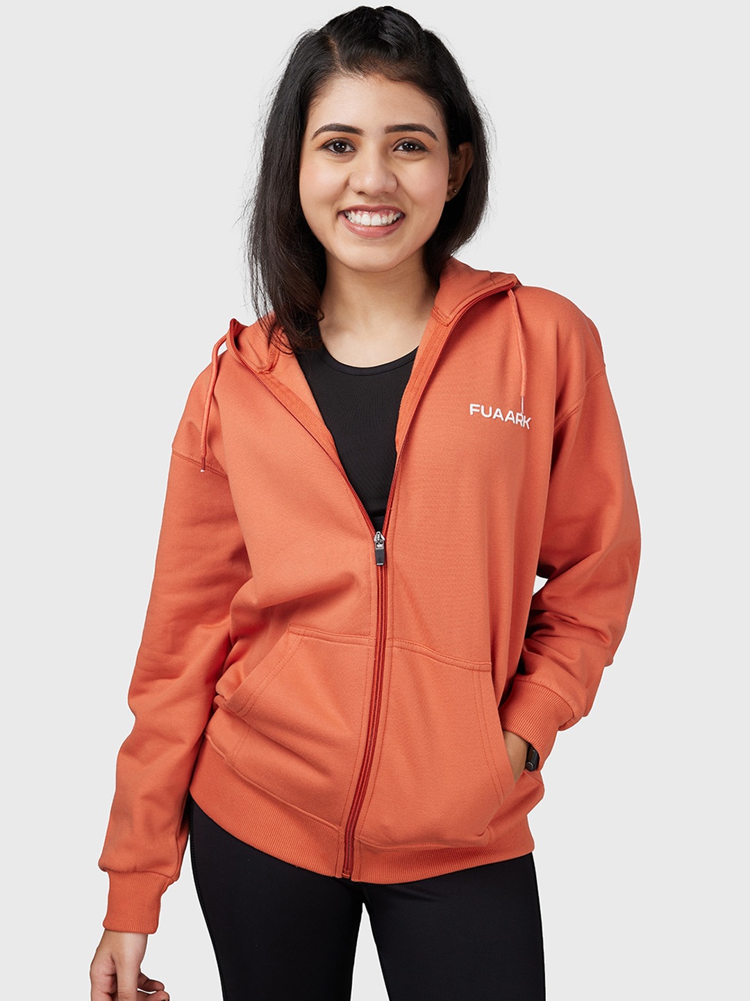

FUAARK Long Sleeves Lightweight Antimicrobial Hooded Oversized Sporty Jacket, Orange