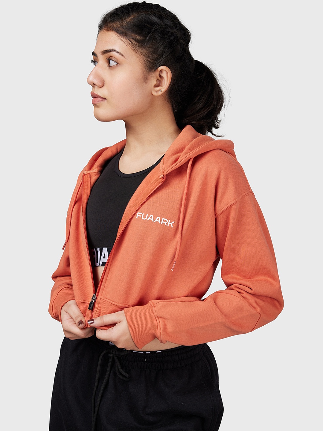 

FUAARK Lightweight Antimicrobial Oversized Cropped Sporty Jacket, Orange