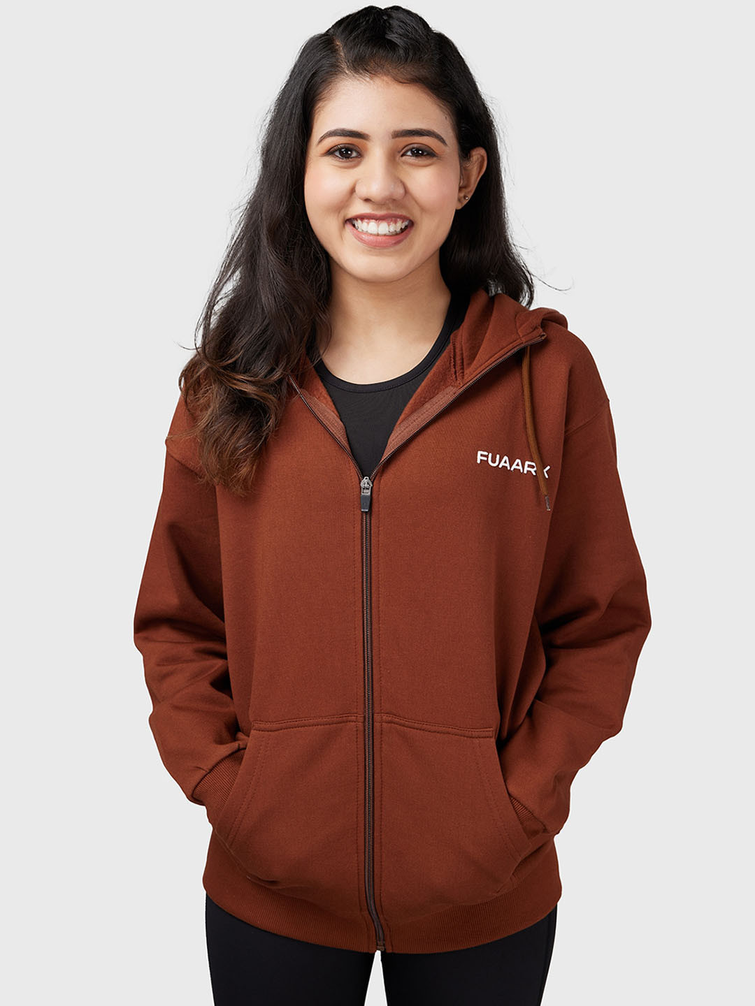 

FUAARK Lightweight Antimicrobial Oversized Sporty Jacket, Brown