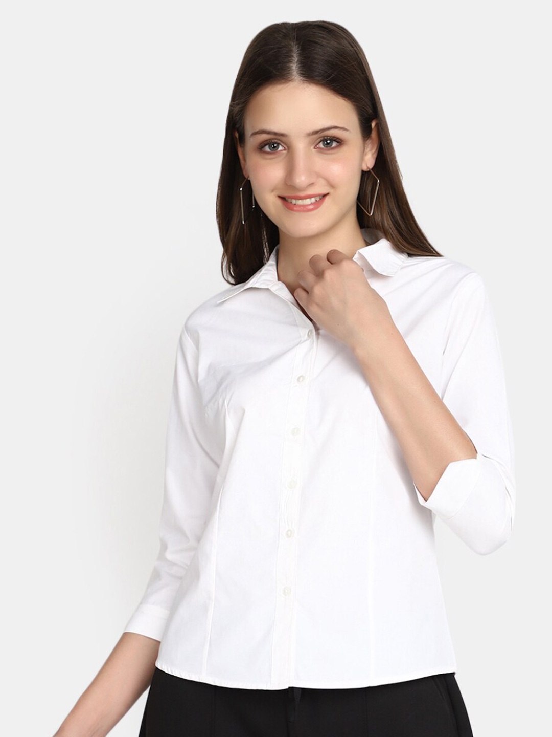 

V-Mart Spread Collar Cotton Formal Shirt, White