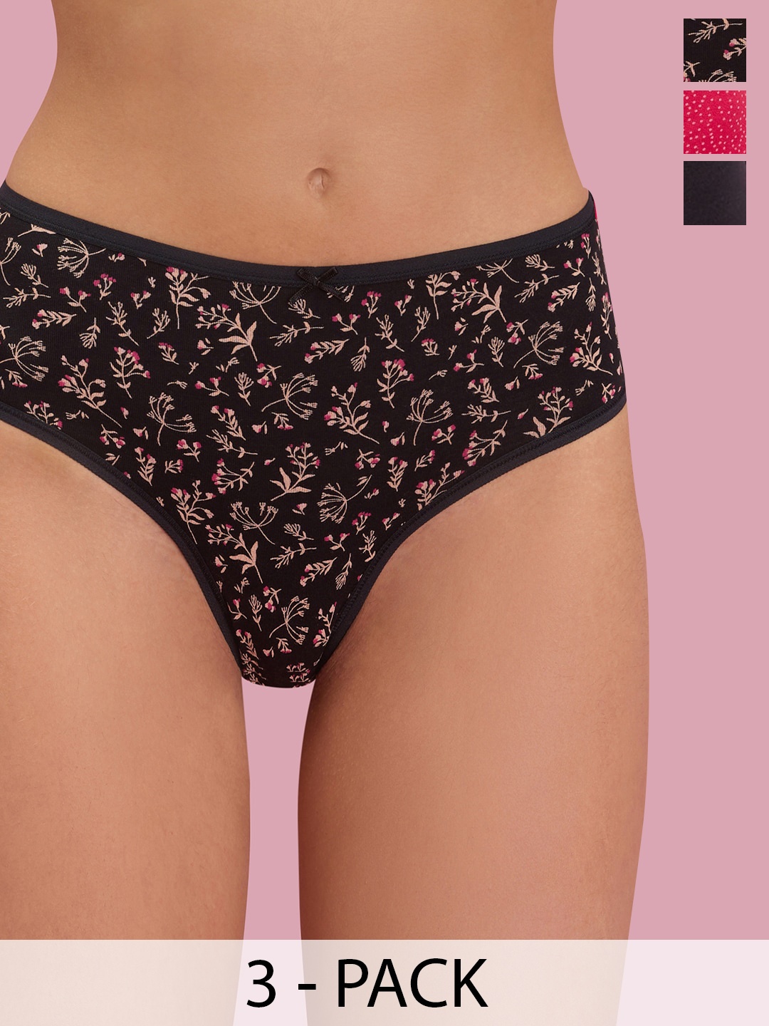 

Nykd Pack Of 3 Floral Printed Assorted Hipster Briefs