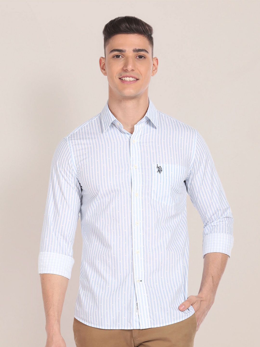 

U.S. Polo Assn. Striped Classic Cotton Casual Shirt, Blue