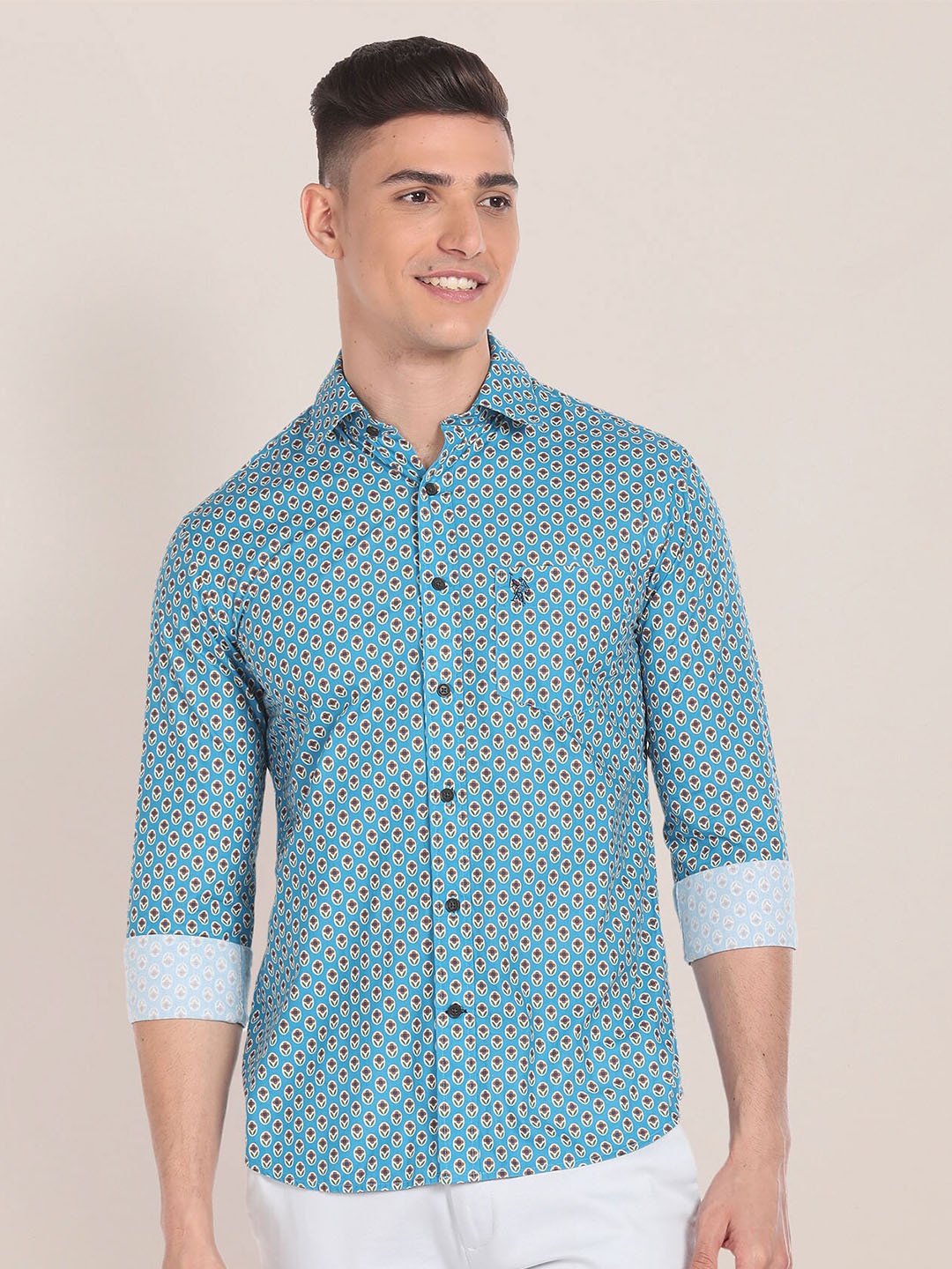 

U.S. Polo Assn. Printed Classic Cotton Casual Shirt, Blue
