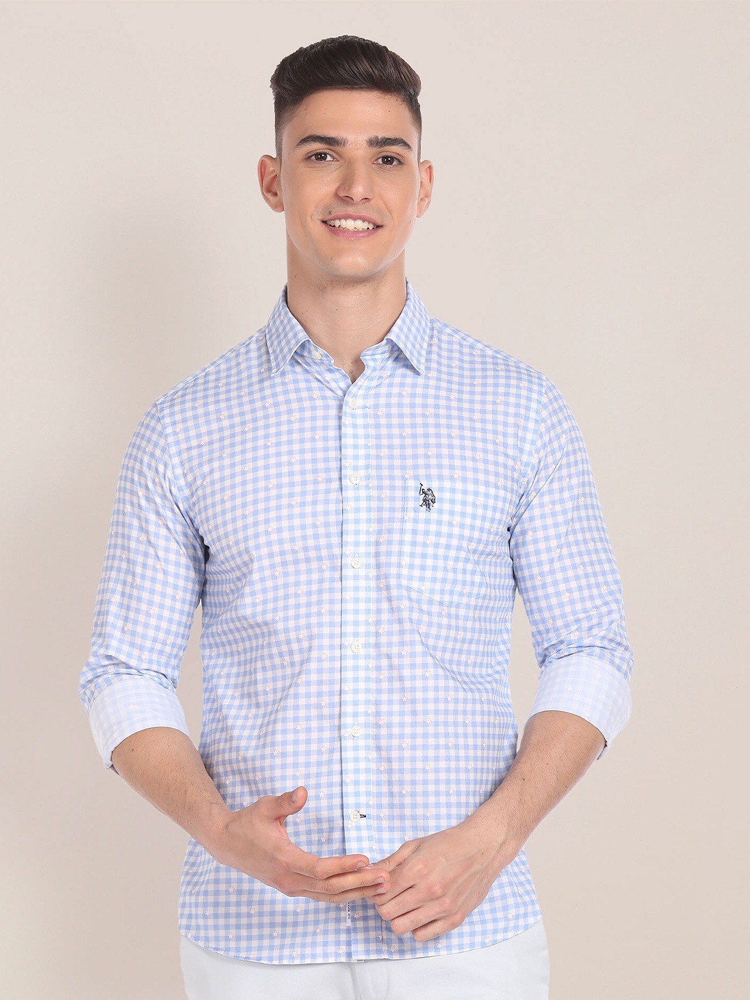 

U.S. Polo Assn. Checked Cotton Casual Shirt, Blue