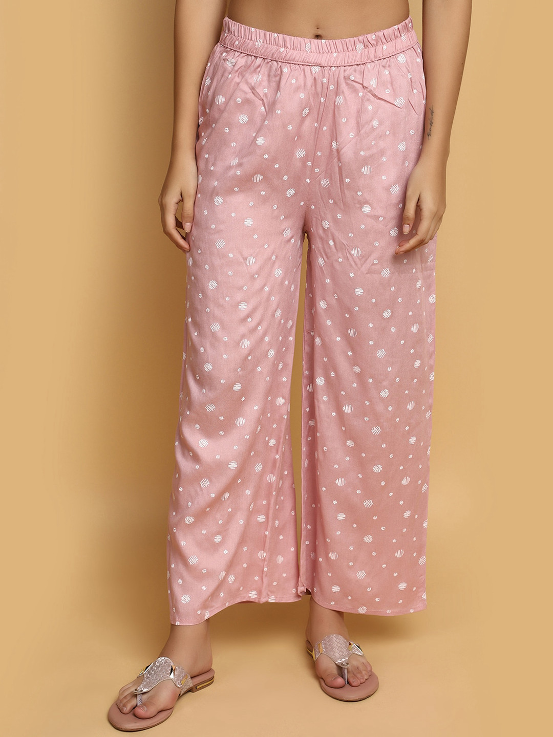 

V-Mart Geometric Printed Ethnic Palazzos, Pink