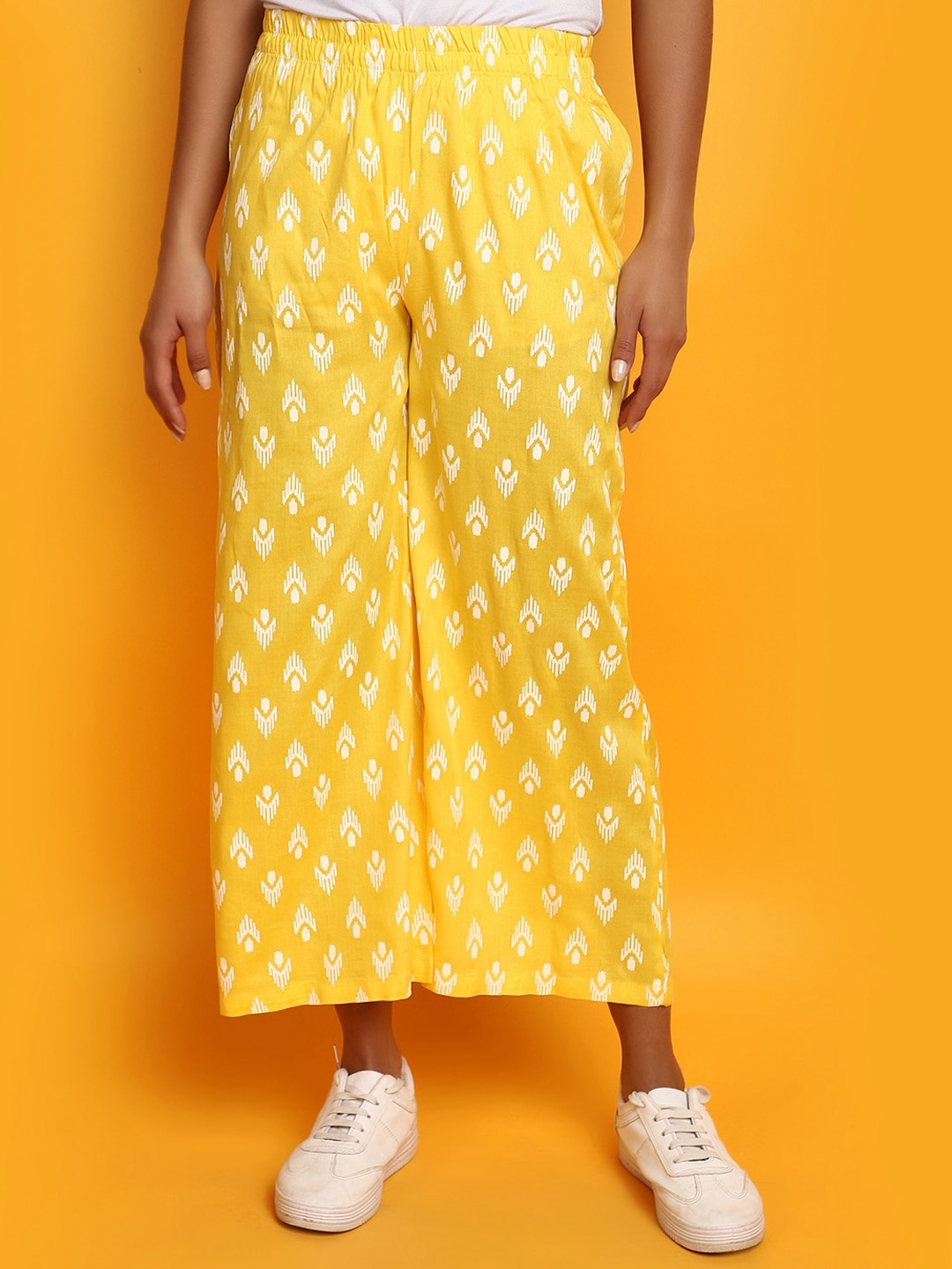 

V-Mart Women Ethnic Motifs Printed Trousers, Yellow
