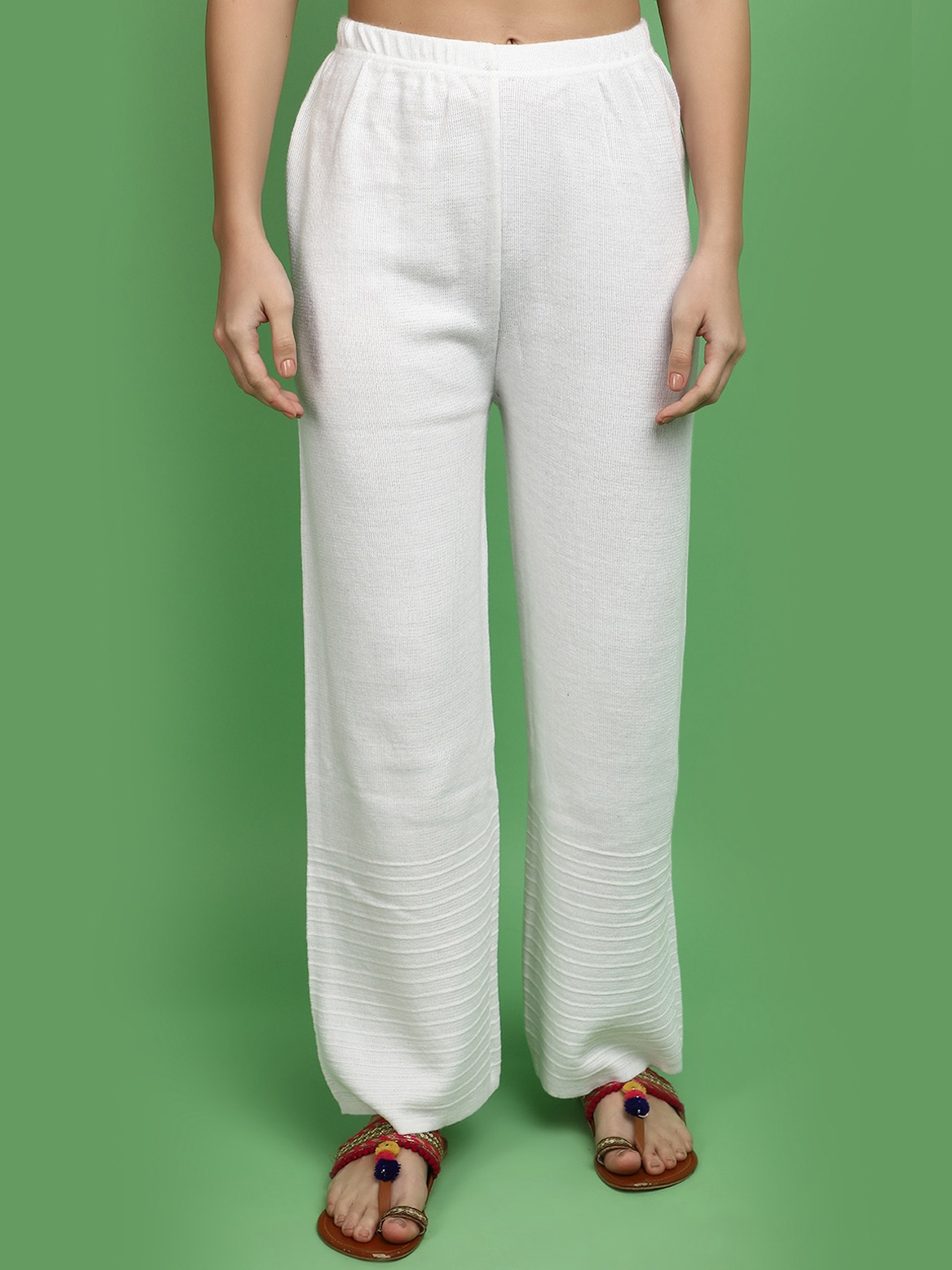 

V-Mart Self Design Ethnic Palazzos, White
