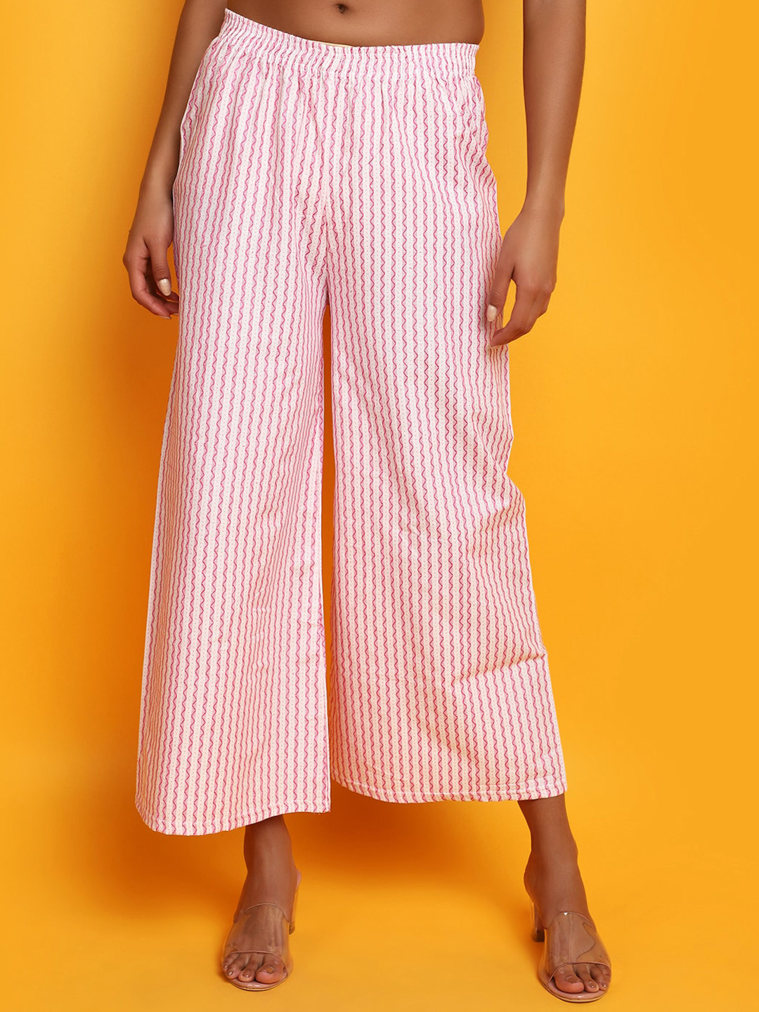 

V-Mart Chevron Printed Cropped Ethnic Palazzo, Pink