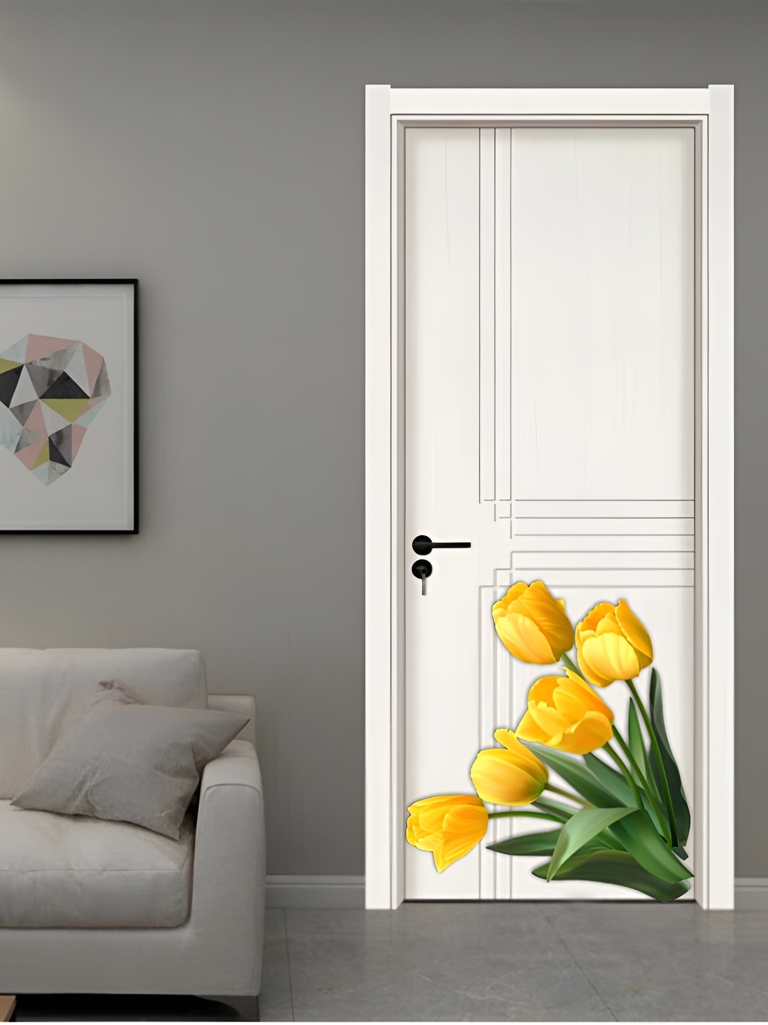 

CVANU Green & Yellow Printed Waterproof Door Stickers