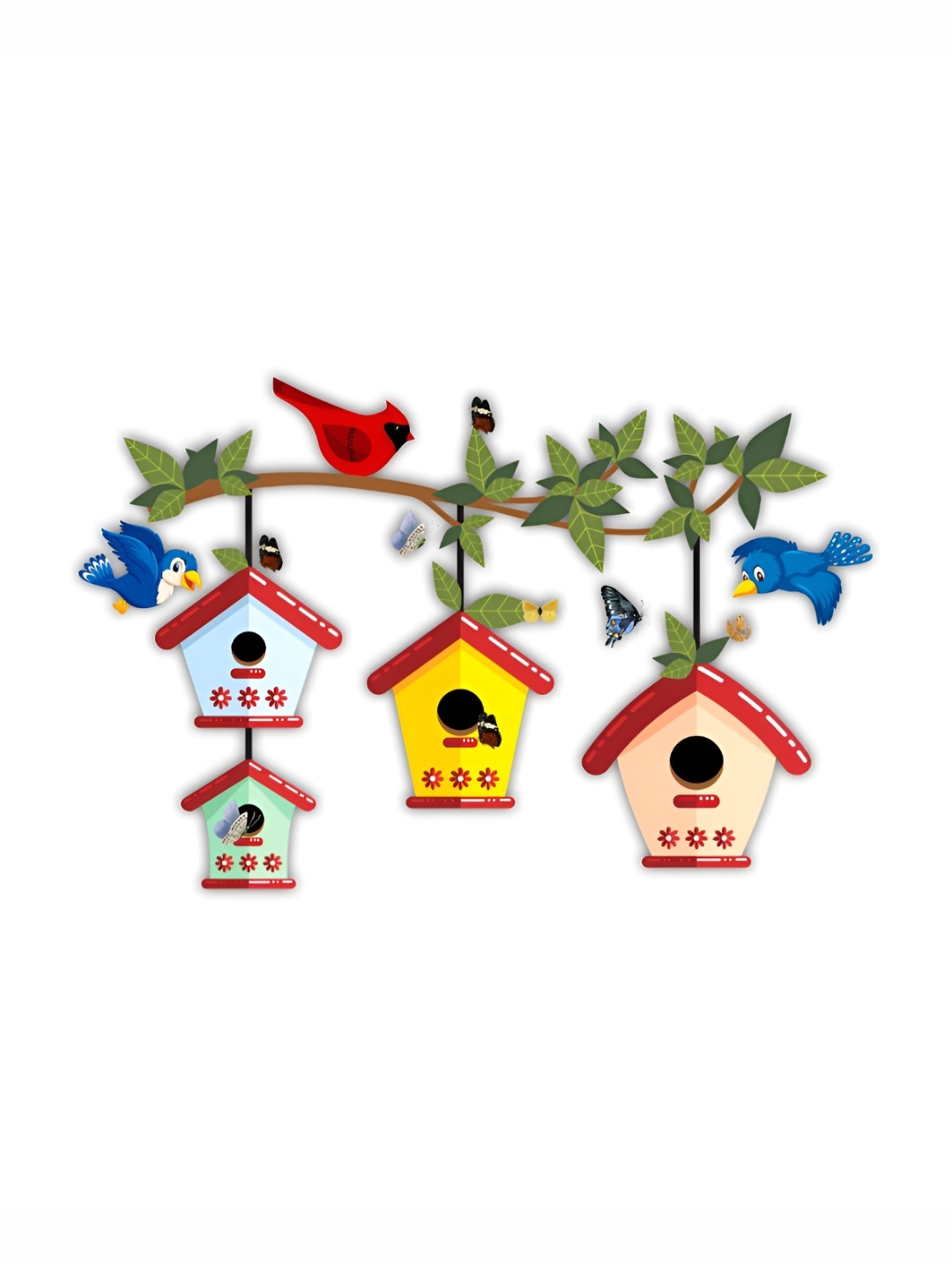 

CVANU Green & Yellow Birds Printed Self Adhesive Wall Sticker