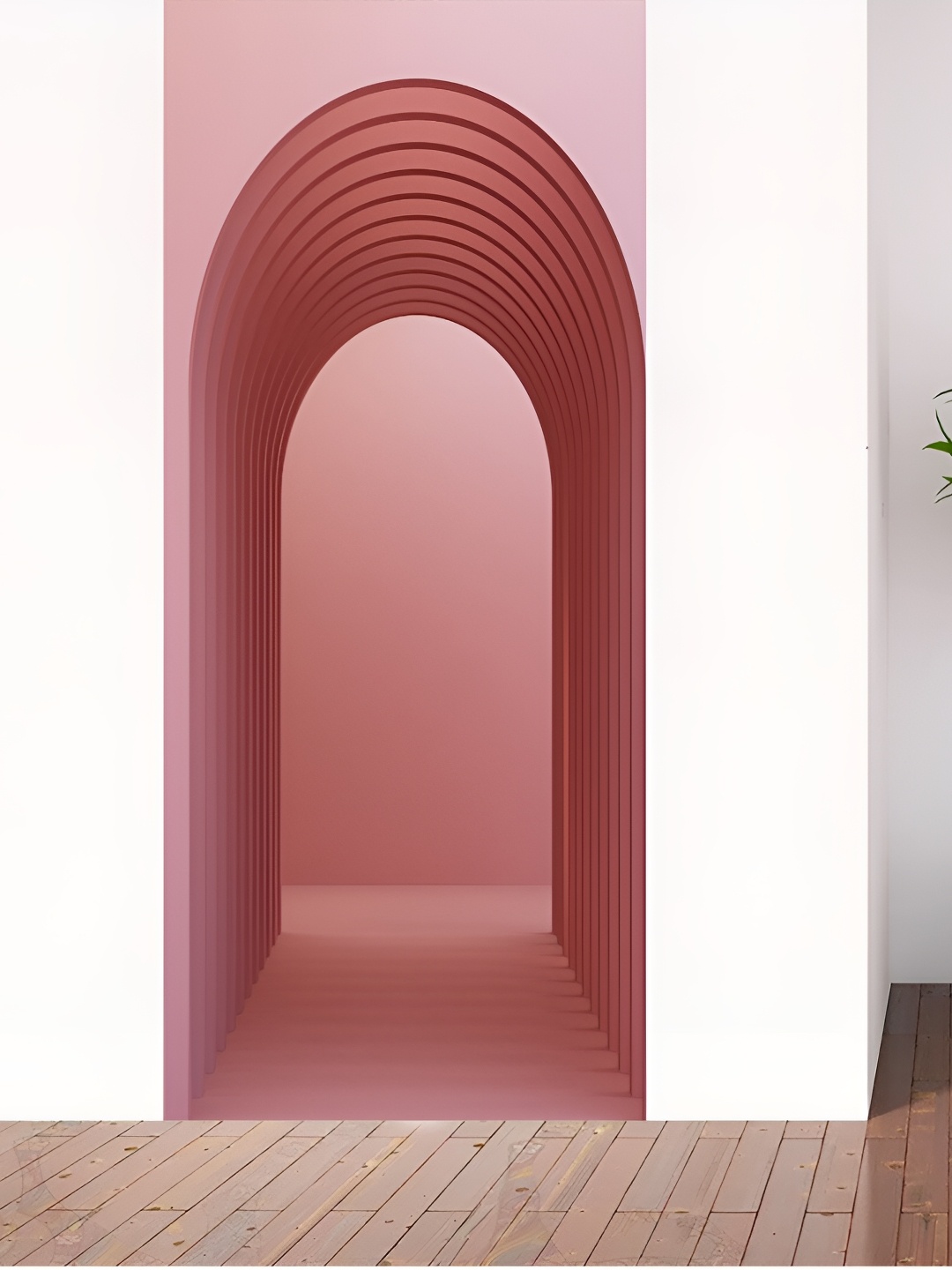 CVANU Pink & Brown Printed Waterproof Door Stickers