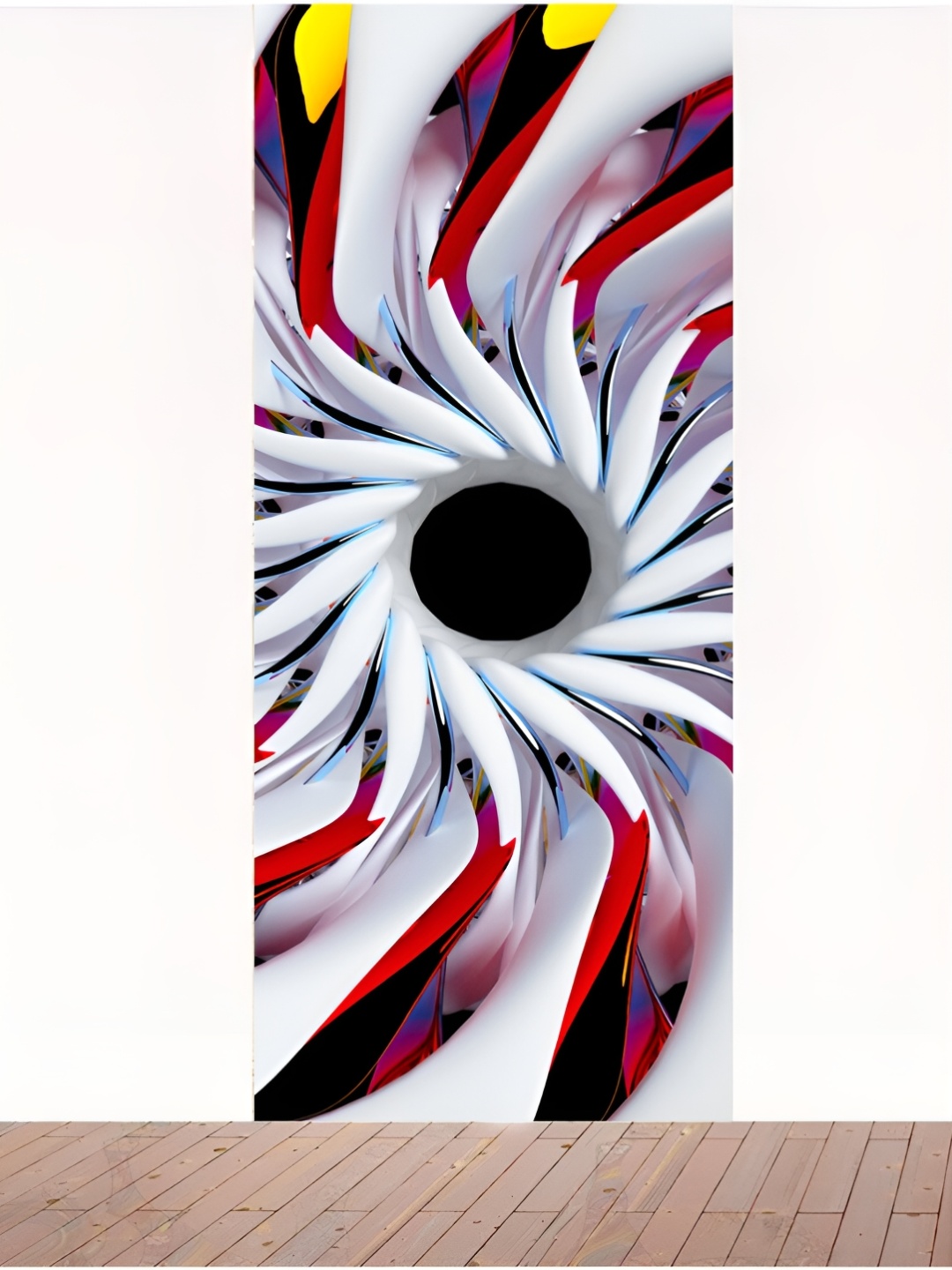 CVANU White & Red Printed Waterproof Door Stickers