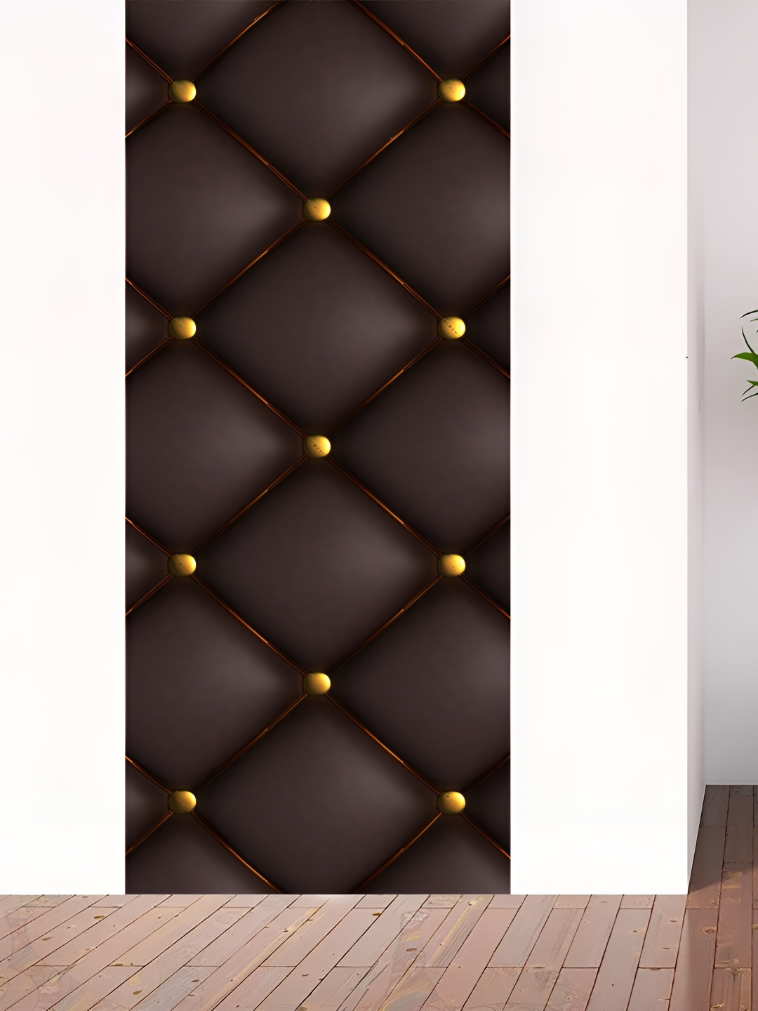 

CVANU Brown & Gold Toned Geometric Printed Waterproof Door Stickers