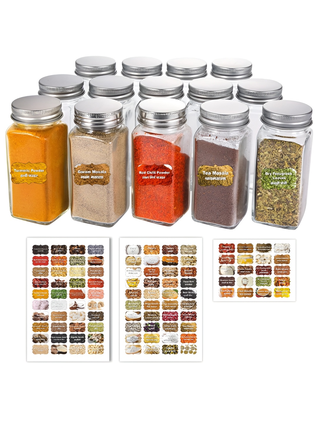 

CVANU Green & Red Printed Self Adhesive Spice Name Lable Sticker, Multi