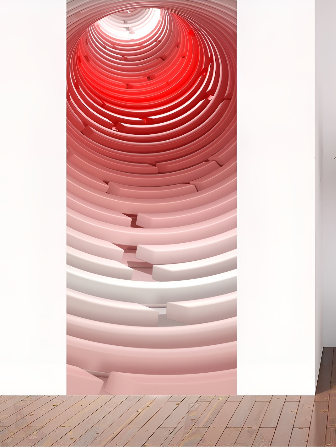 

CVANU Pink & White Printed Waterproof Door Stickers, Red