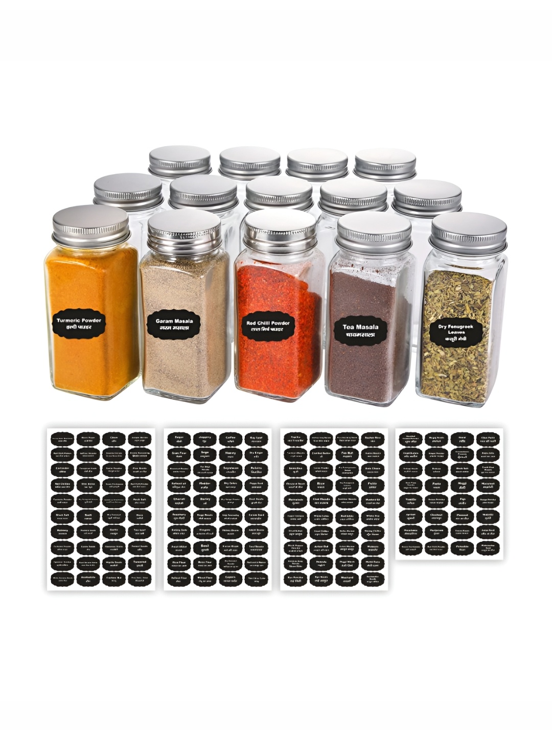

CVANU 150 Pieces Black Printed Self Adhesive Spice Wall Sticker