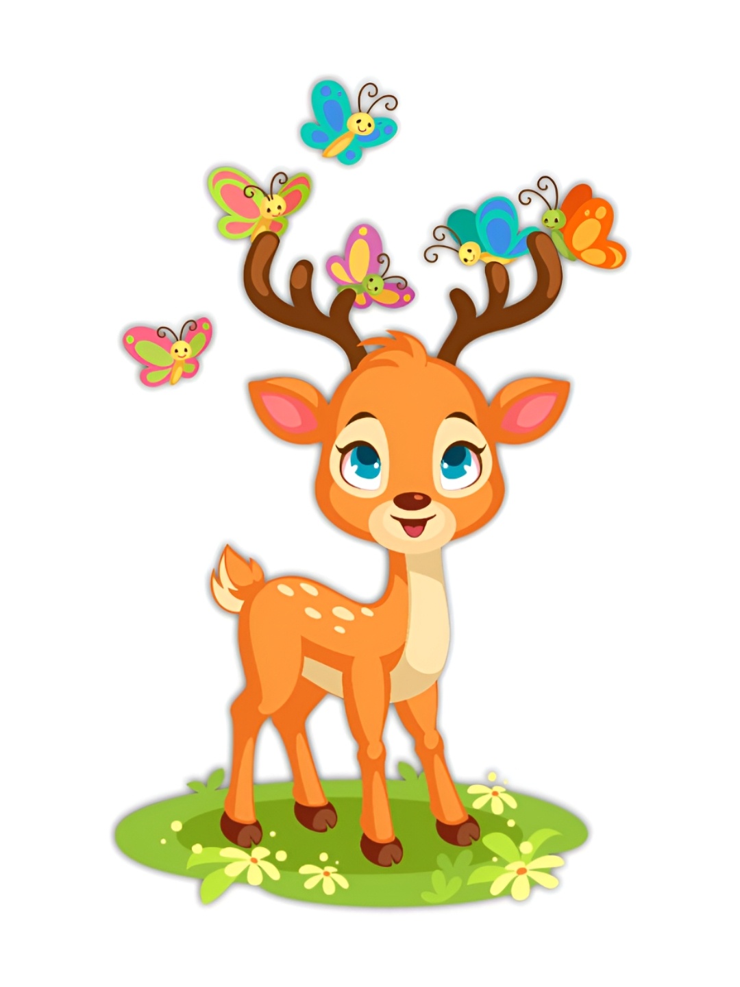 

CVANU Orange & Blue Deer Printed Self Adhesive Wall Sticker
