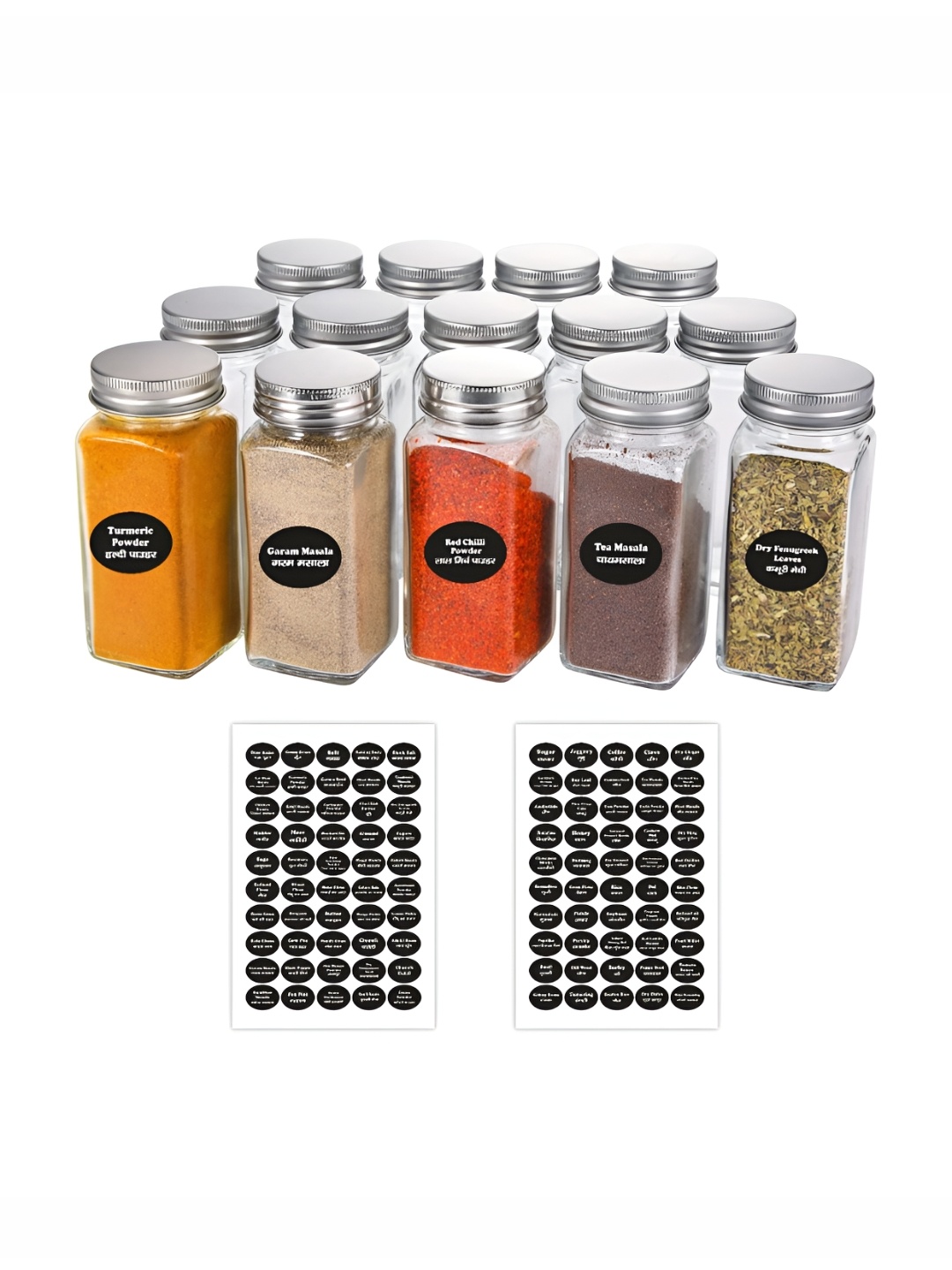 

CVANU White & Black 140 Pieces Self Adhesive Spice Stickers