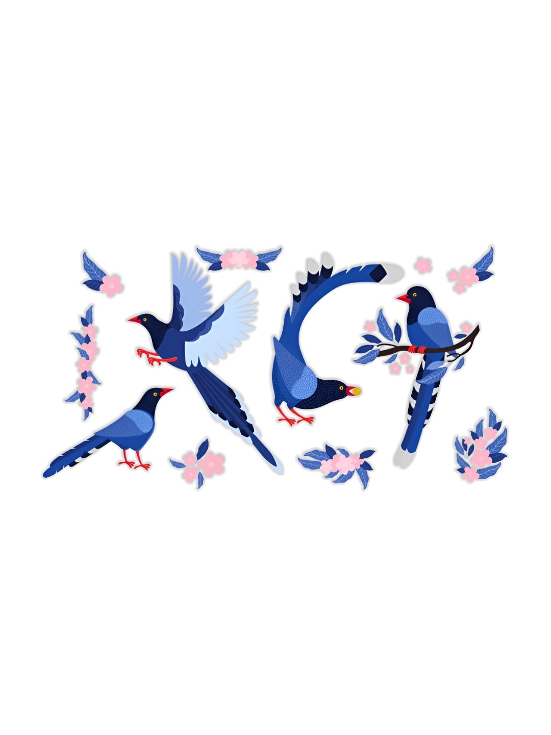 

CVANU Blue & Pink Printed Self Adhesive Wall Sticker
