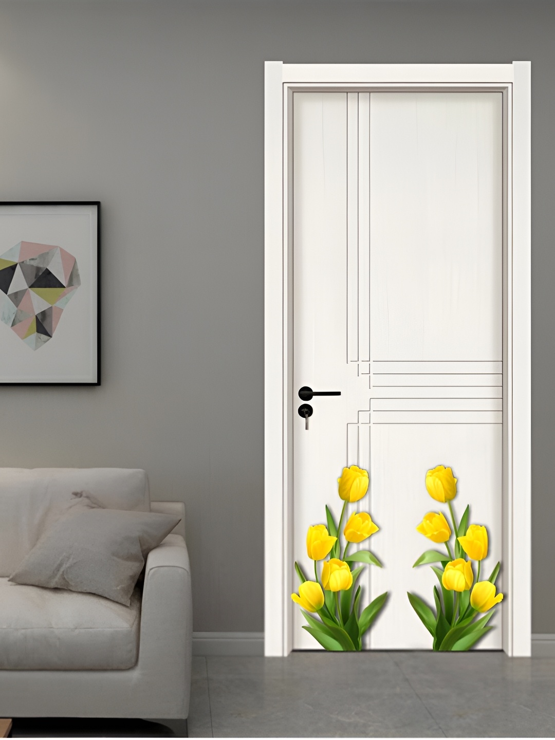 

CVANU Yellow & Green 2 Pieces Printed Waterproof Door Stickers