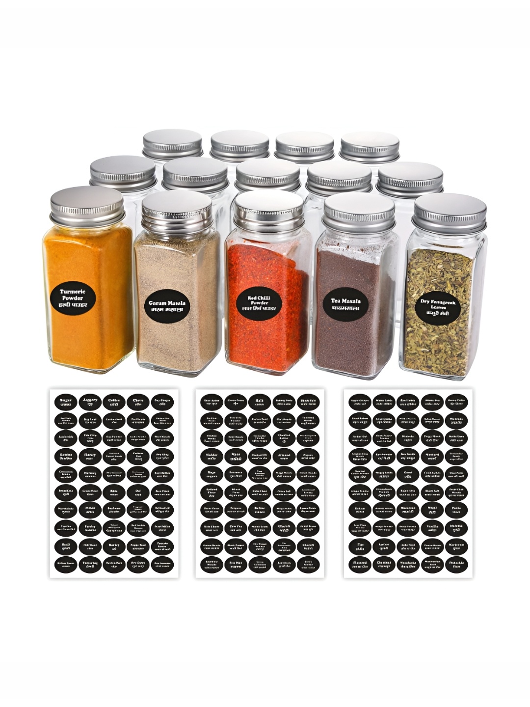 

CVANU 150 Pieces White & Black Spice Names Self-Adhesive Stickers