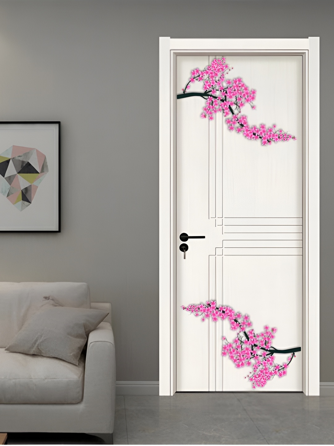 

CVANU Pink & Black 2 Pieces Printed Waterproof Door Stickers