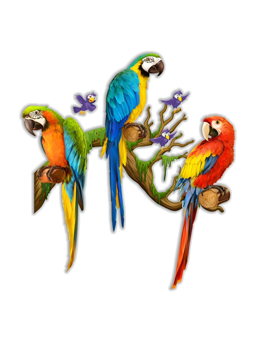 

CVANU Red & Blue Parrots Self Adhesive Wall Sticker