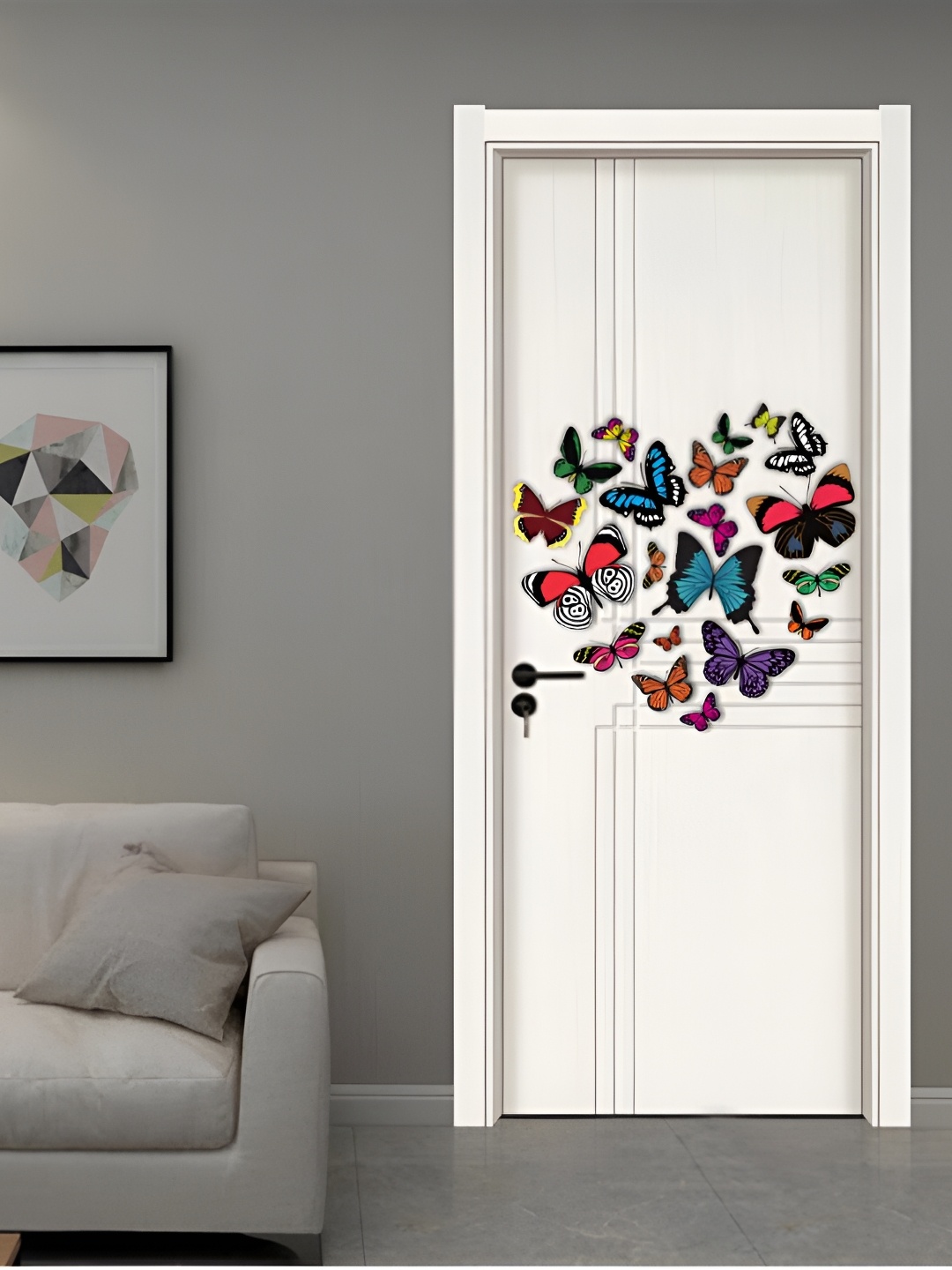 

CVANU Blue & Pink Butterflies Self Adhesive Wall Sticker