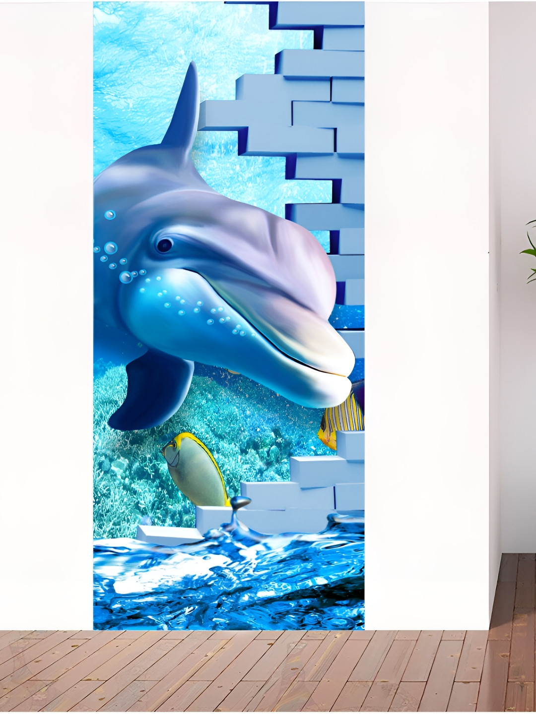 

CVANU Blue & Sea Green Printed Waterproof Door Sticker