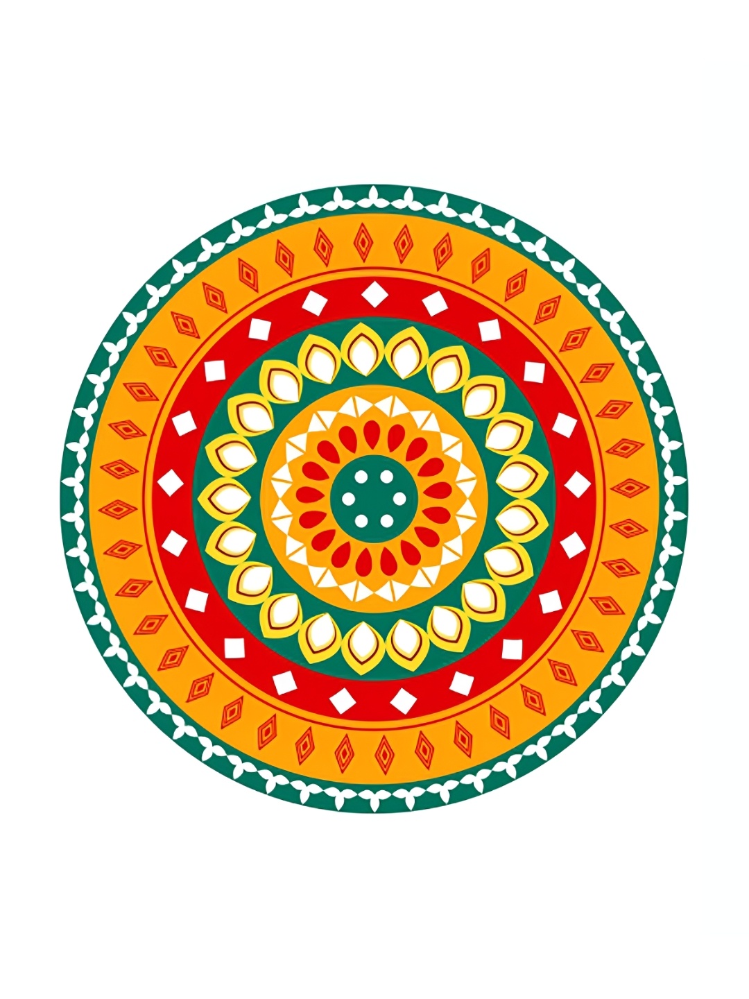 

CVANU Red & Yellow Rangoli Printed Self-Adhesive Floor Sticker