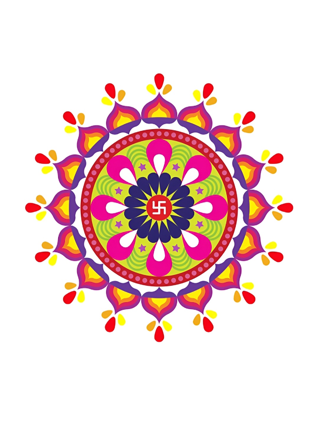 

CVANU Pink & Yellow Rangoli Self Adhesive Wall Sticker