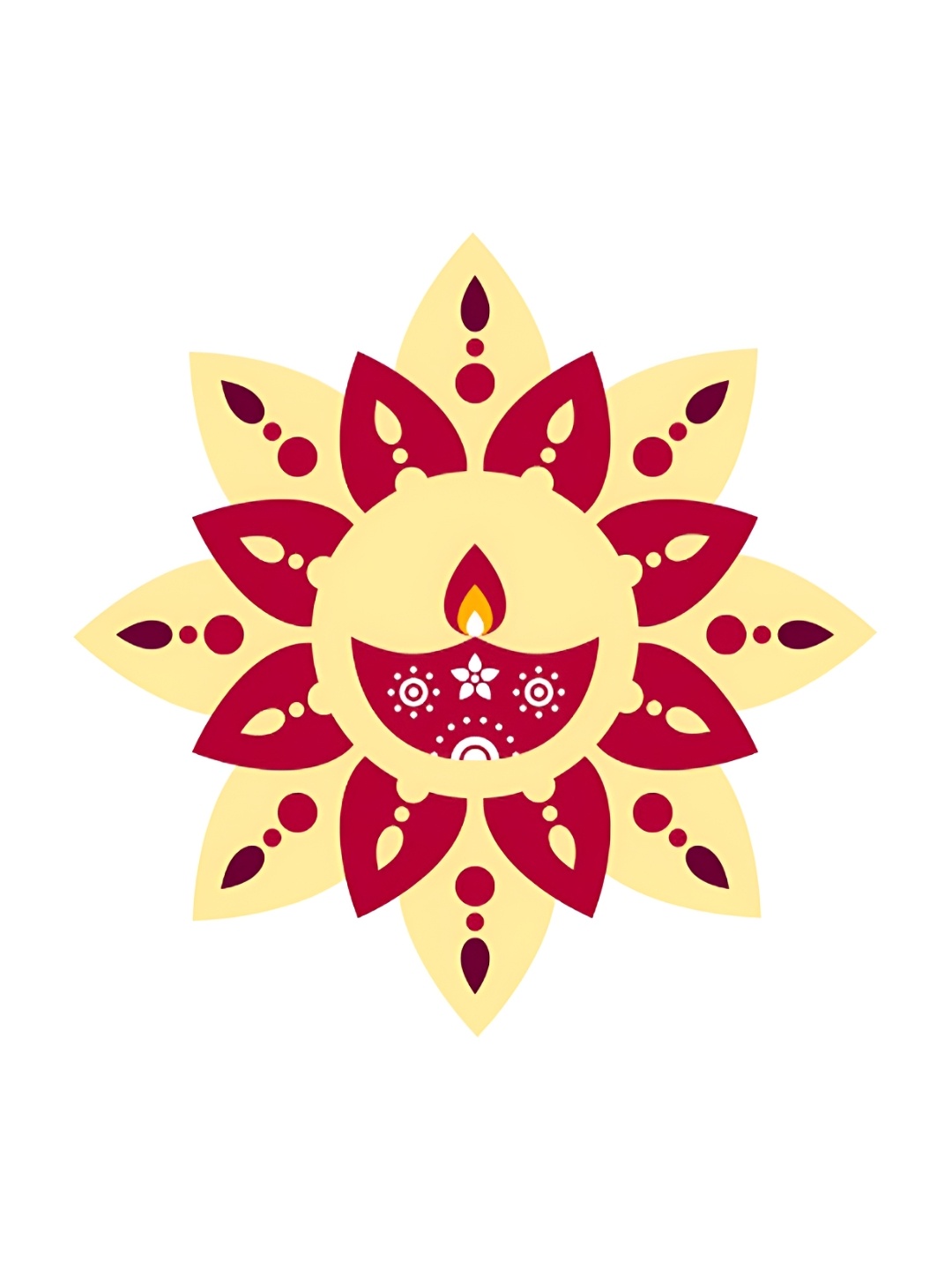 CVANU Red & Yellow Rangoli Self Adhesive Wall Sticker