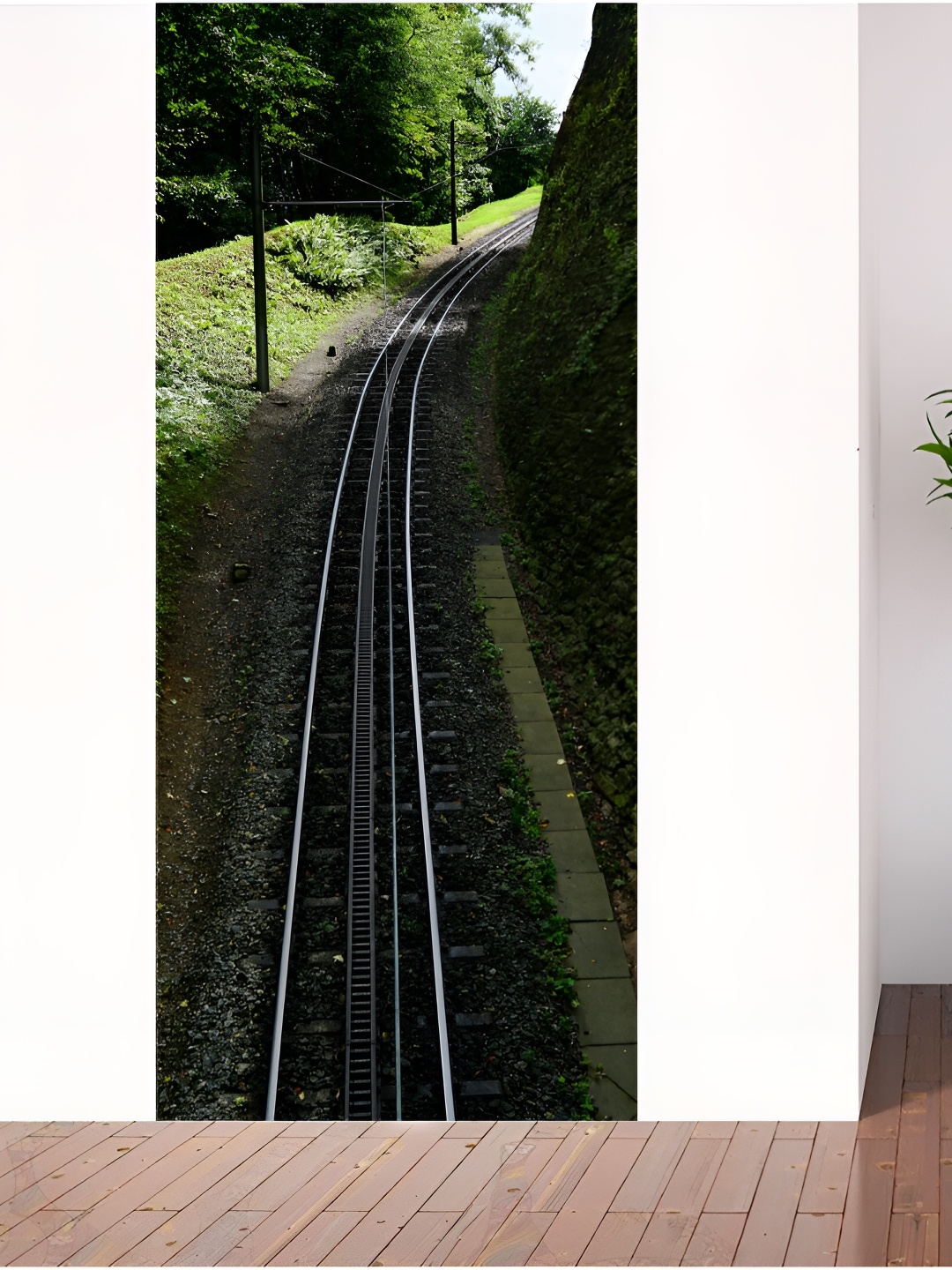 

CVANU Grey & Green Railway Path Printed Waterproof Door Sticker