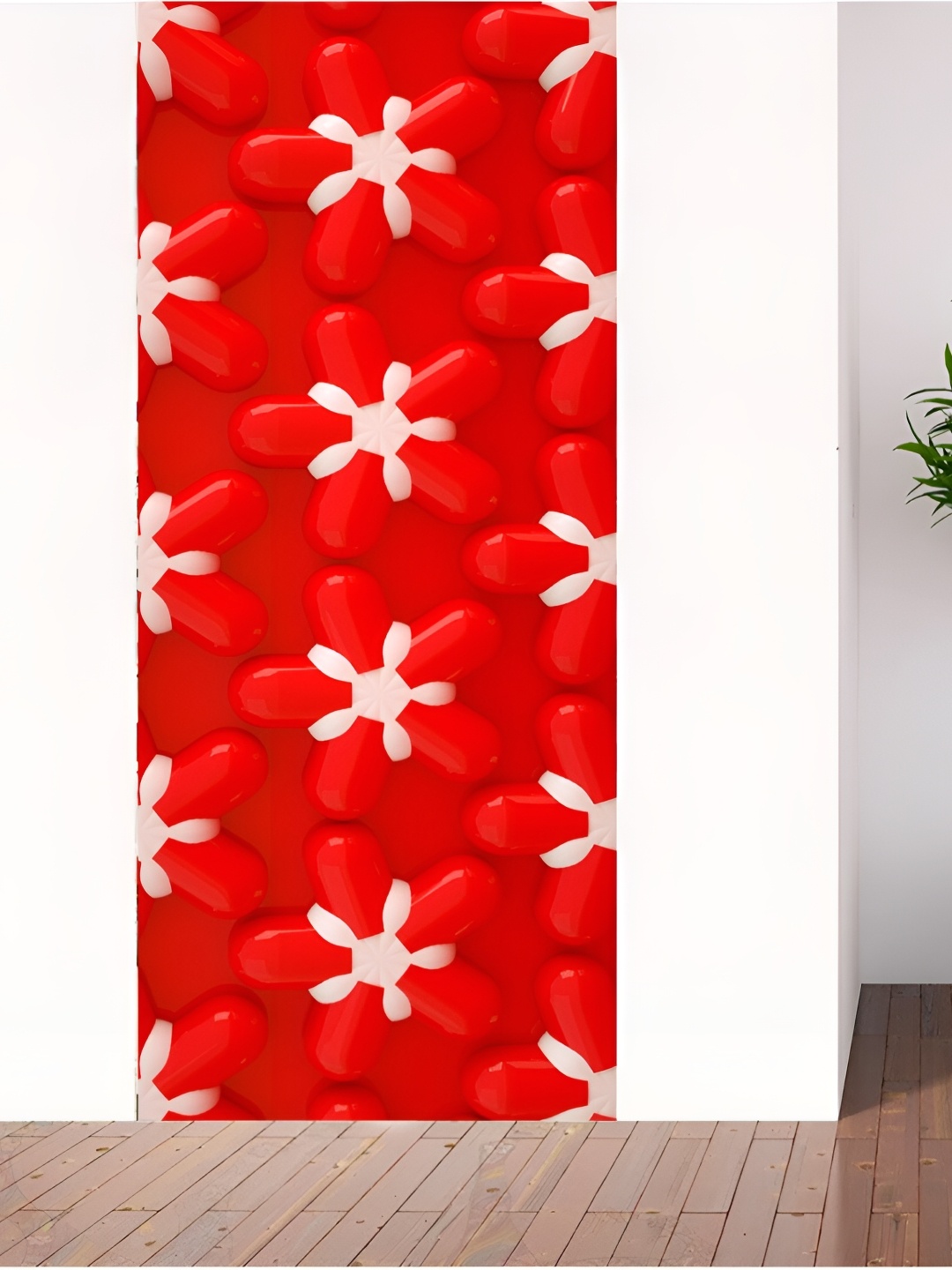 

CVANU Red & White 3D Printed Waterproof Door Stickers