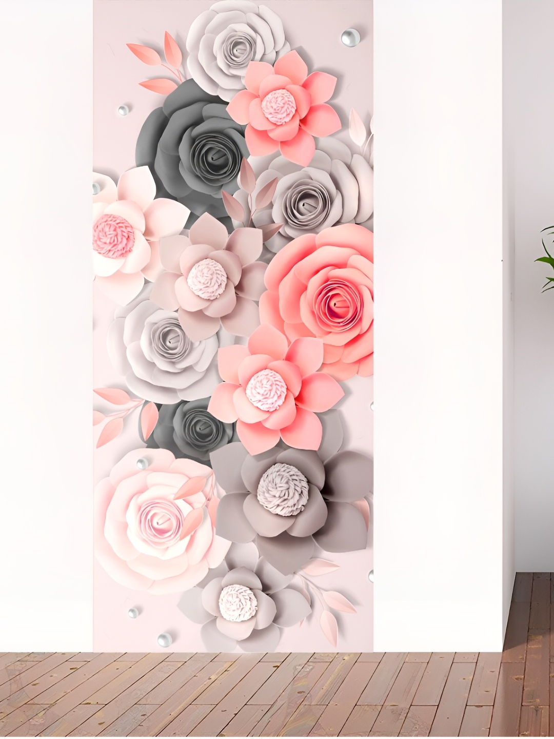 

CVANU Pink & Grey Printed Waterproof Door Stickers