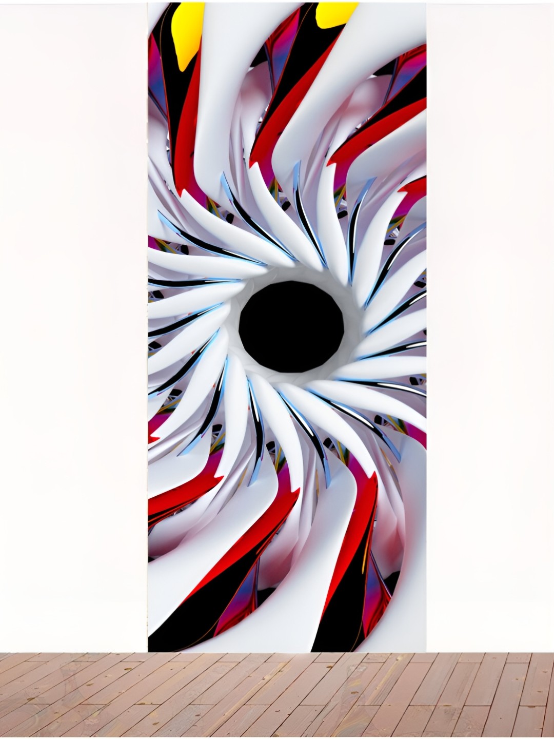 

CVANU White & Red Printed Waterproof Door Stickers