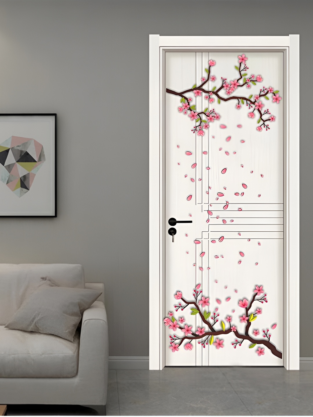 

CVANU Pink & Brown Printed Waterproof Door Stickers