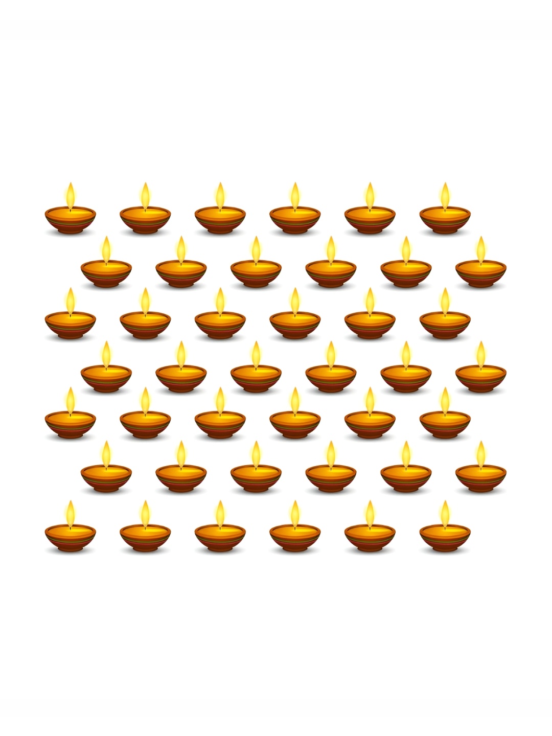 CVANU 50 Pieces Brown & Yellow Diya Self-Adhesive Wall Stickers