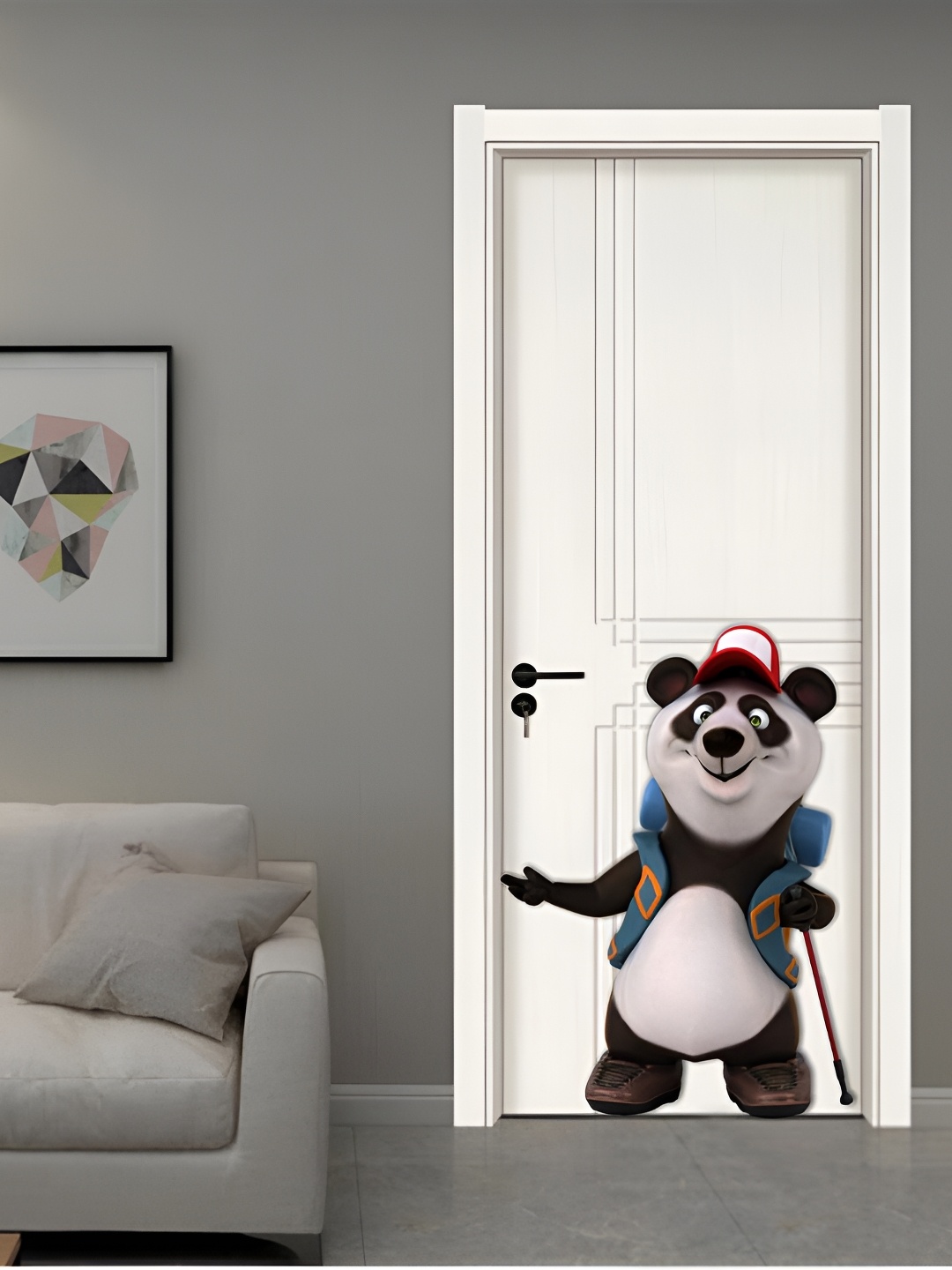 

CVANU White & Black Panda Printed Waterproof Door Sticker