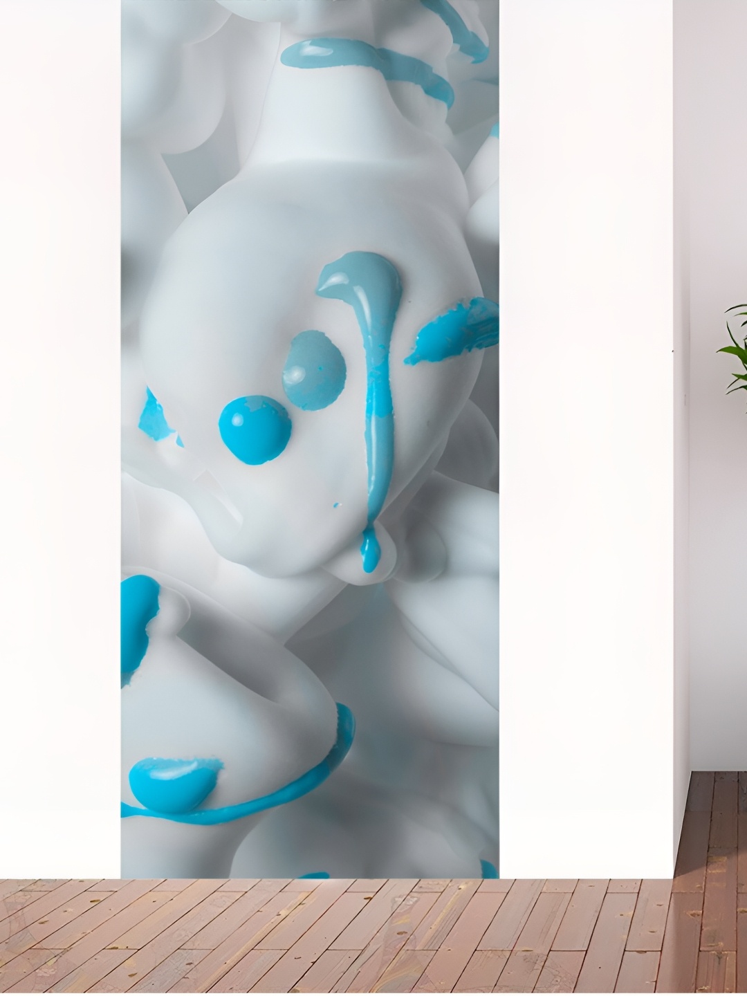 

CVANU Blue & White Abstract Printed Waterproof Door Stickers