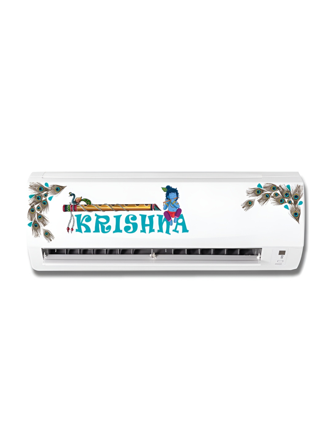 

CVANU Blue & Green Lord Krishna Self-Adhesive AC Sticker