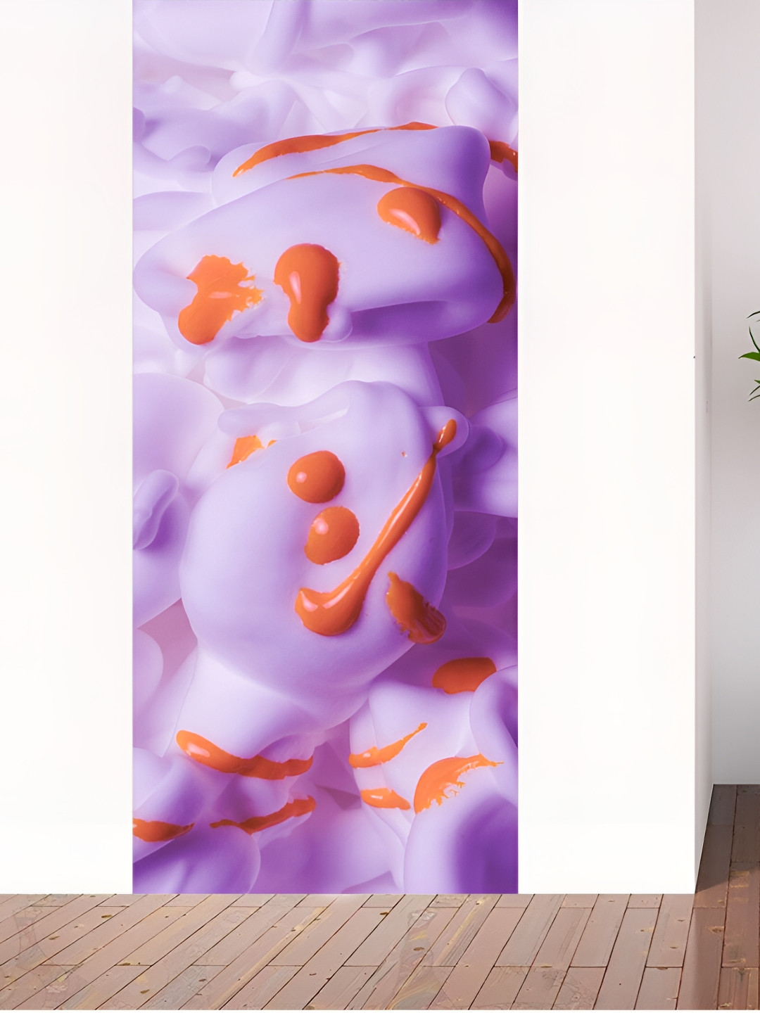 

CVANU Purple & Orange Abstract Printed Self Adhesive Waterproof Door Sticker