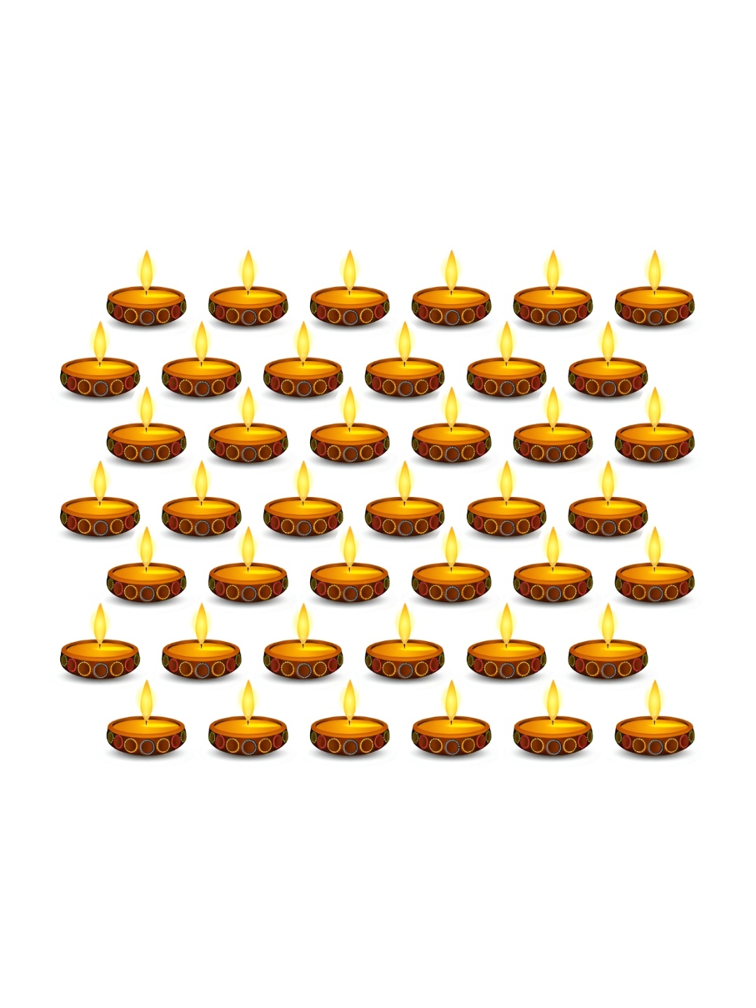 

CVANU Brown & Yellow 50 Pcs Diya Self Adhesive Wall Stickers