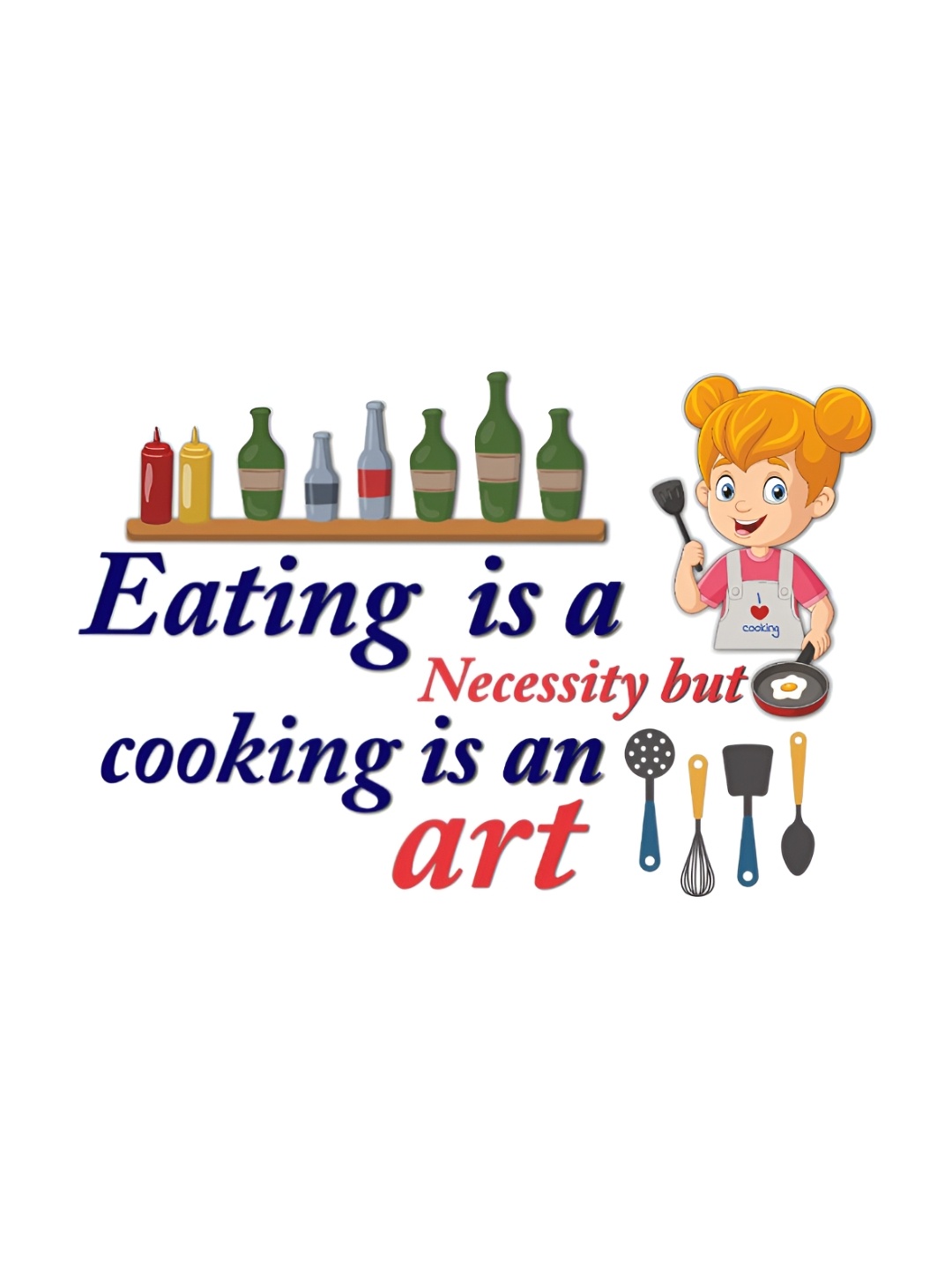 

CVANU Red & Blue Kitchen Quote Self-Adhesive Wall Sticker